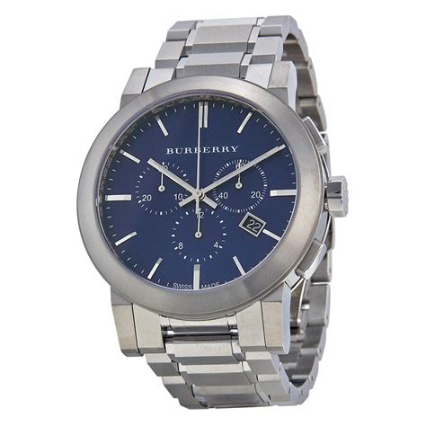 Burberry Chronograph Blue Dial Stainless Steel Men's Watch 